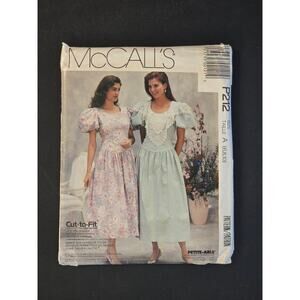 P212 Vintage McCalls SEWING Pattern Misses Drop Waist Dress‎  Uncut